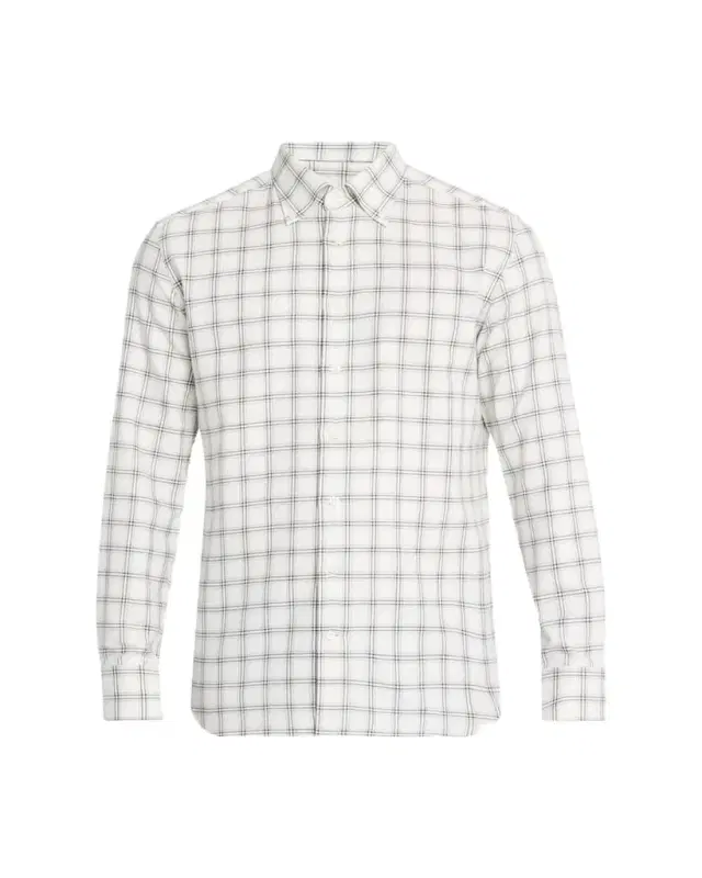 Men's Cotton-Cashmere Windowpane Classic Fit Button-Down Shirt