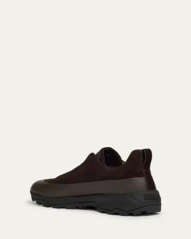 Zegna Men's Triple Stitch Monte Suede and Leather Slip-On Sneakers | Thumbnail 3