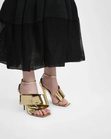 Givenchy Twisted Rib Metallic Leather Sandals | Thumbnail 2