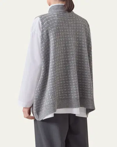 Eskandar Sleeveless A-Line Crossover V-Neck Sweater (Mid Plus Length) | Thumbnail 3 Eskandar Sleeveless A-Line Crossover V-Neck Sweater (Mid Plus Length) | Thumbnail 3