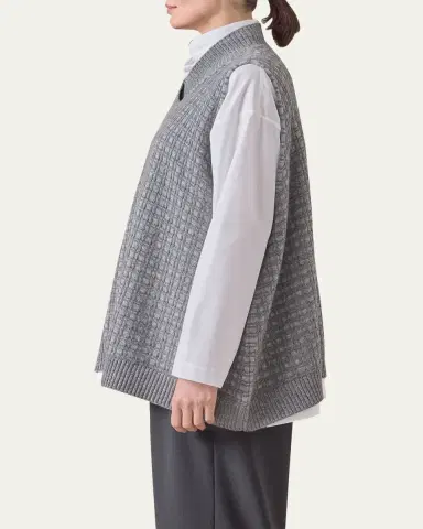 Eskandar Sleeveless A-Line Crossover V-Neck Sweater (Mid Plus Length) | Thumbnail 4 Eskandar Sleeveless A-Line Crossover V-Neck Sweater (Mid Plus Length) | Thumbnail 4