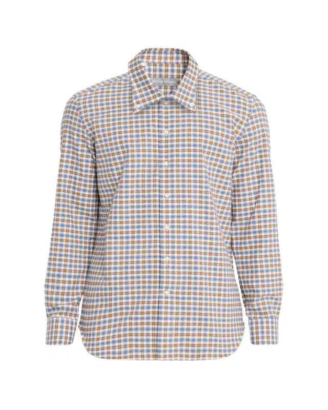Men's Cotton Petite Plaid Classic Fit Button-Down Shirt