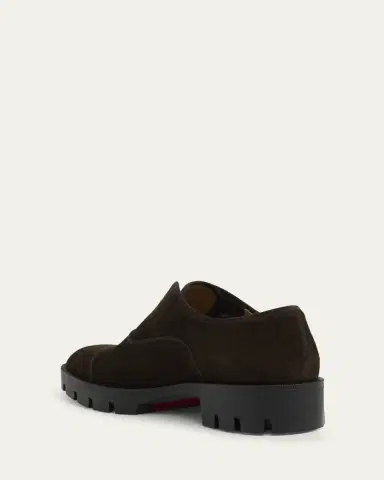Christian Louboutin Men's Alpha Lion Suede Lug-Sole Slip-On Derby Shoes | Thumbnail 2 Christian Louboutin Men's Alpha Lion Suede Lug-Sole Slip-On Derby Shoes | Thumbnail 2