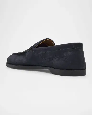 John Lobb Men's Pace Nubuck Leather Penny Loafers | Thumbnail 3