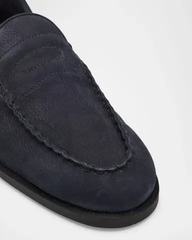 John Lobb Men's Pace Nubuck Leather Penny Loafers | Thumbnail 4