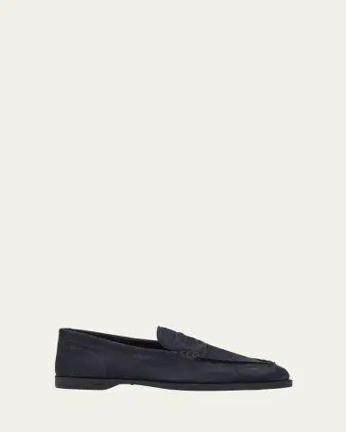 John Lobb Men's Pace Nubuck Leather Penny Loafers | Thumbnail 6