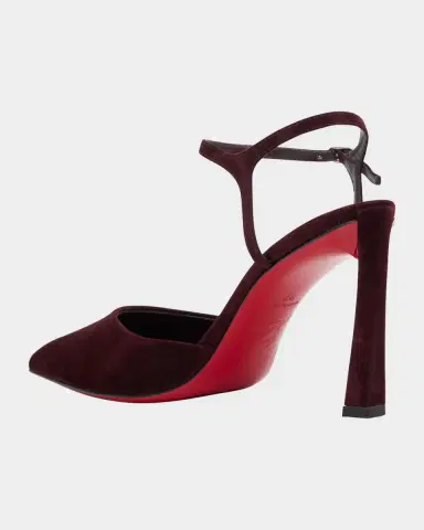 Christian Louboutin Condora Suede Ankle-Strap Red Sole Pumps | Thumbnail 11