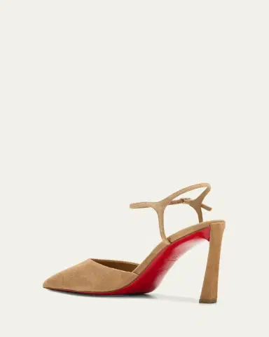 Christian Louboutin Condora Suede Ankle-Strap Red Sole Pumps | Thumbnail 6