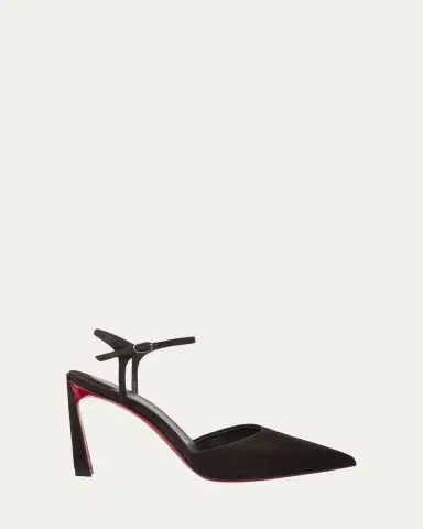 Christian Louboutin Condora Suede Ankle-Strap Red Sole Pumps | Thumbnail 8