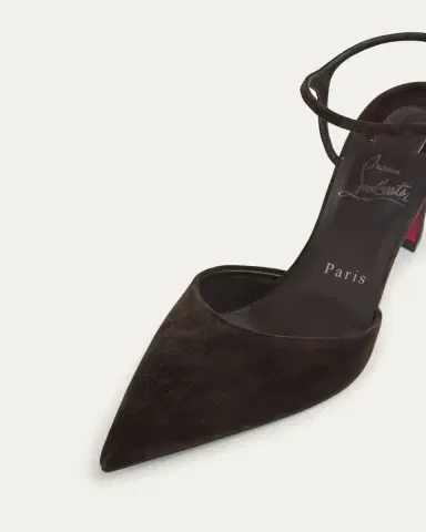 Christian Louboutin Condora Suede Ankle-Strap Red Sole Pumps | Thumbnail 10