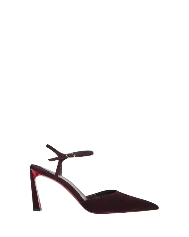 Condora Suede Ankle-Strap Red Sole Pumps