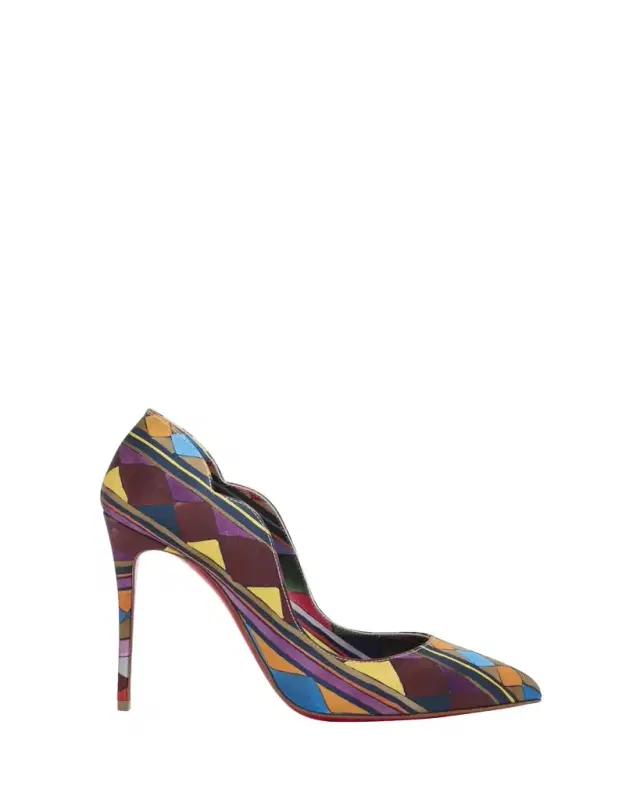 100mm Hot Chick Geometric Satin Red Sole Pumps