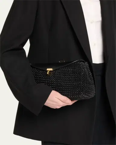 Toteme T-Lock Woven Leather Clutch Bag | Thumbnail 2