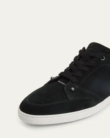 Christian Louboutin Men's Chambelisneak Collar-Pin Suede Low-Top Sneakers | Thumbnail 6 Christian Louboutin Men's Chambelisneak Collar-Pin Suede Low-Top Sneakers | Thumbnail 6
