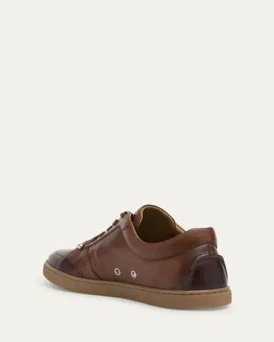 Christian Louboutin Men's Chambelisneak Collar-Pin Leather Low-Top Sneakers | Thumbnail 2