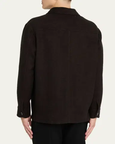 Brioni Men's Wool Herringbone Overshirt | Thumbnail 3 Brioni Men's Wool Herringbone Overshirt | Thumbnail 3