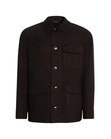 Brioni Men's Wool Herringbone Overshirt | Thumbnail 1 Brioni Men's Wool Herringbone Overshirt | Thumbnail 1