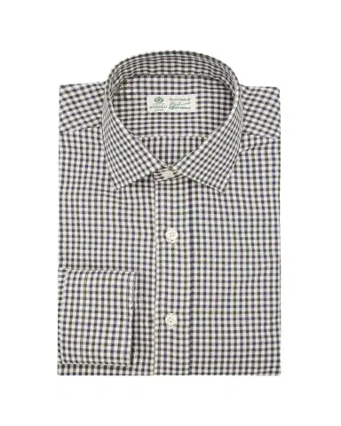 Borrelli Men's Cotton Multi-Check Point Collar Dress Shirt | Thumbnail 1