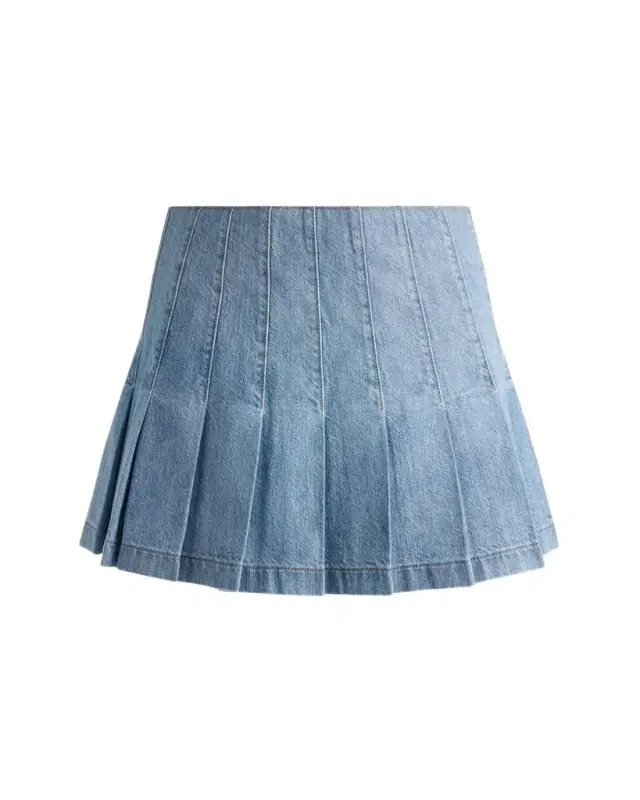 ALICE + OLIVIA Carter Pleated Denim Mini Skirt