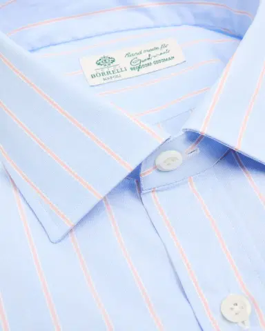 Borrelli Men's Cotton Multi-Stripe Point Collar Dress Shirt | Thumbnail 2