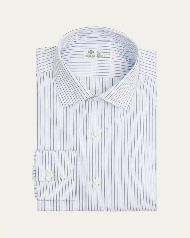 Borrelli Men's Cotton Multi-Stripe Point Collar Dress Shirt | Thumbnail 3