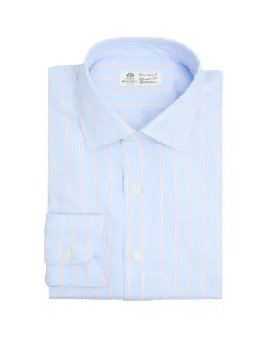 Borrelli Men's Cotton Multi-Stripe Point Collar Dress Shirt | Thumbnail 1