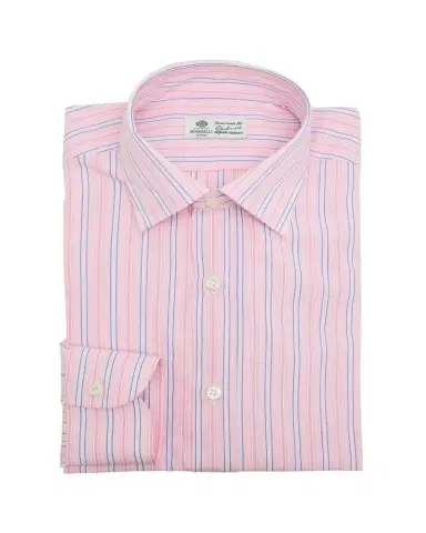 Borrelli Men's Cotton Fine-Stripe Point Collar Dress Shirt | Thumbnail 1 Borrelli Men's Cotton Fine-Stripe Point Collar Dress Shirt | Thumbnail 1