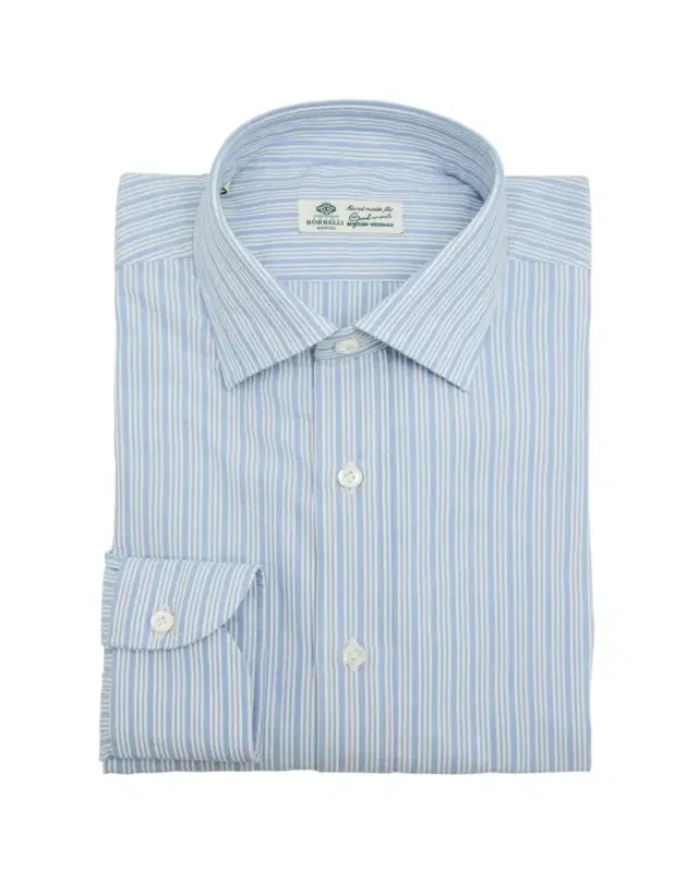Men's Cotton Multi-Stripe Point Collar Dress Shirt