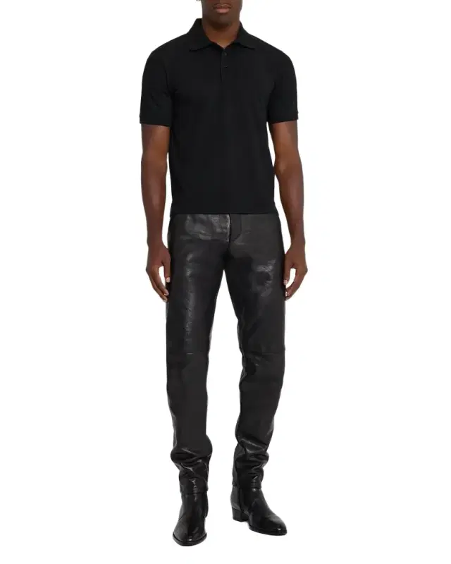 Saint Laurent Men's Embroidered Cassandre Cotton Polo Shirt