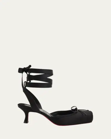 Christian Louboutin 55mm Cassia Lace-Up Satin Ballet Pumps | Thumbnail 4