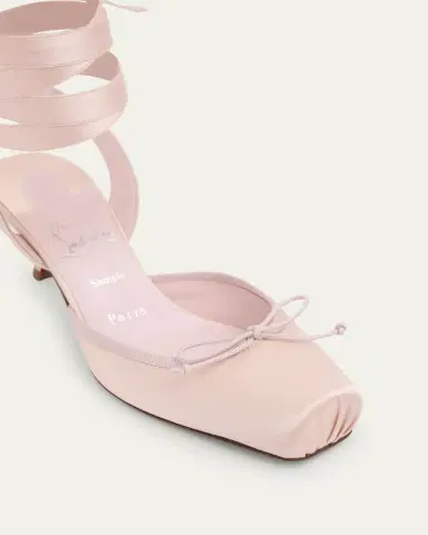 Christian Louboutin 55mm Cassia Lace-Up Satin Ballet Pumps | Thumbnail 9