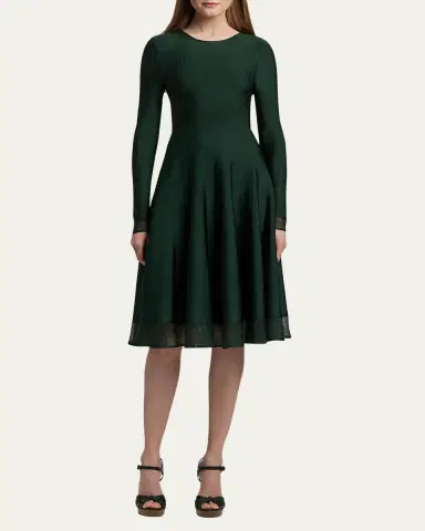 Ralph Lauren Collection Crewneck Long-Sleeve Sweater Day Dress | Thumbnail 2