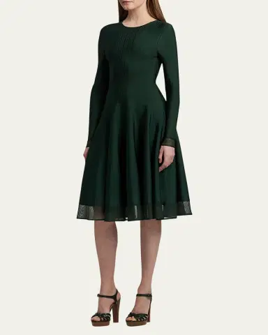 Ralph Lauren Collection Crewneck Long-Sleeve Sweater Day Dress | Thumbnail 4