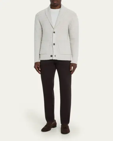 Bergdorf Goodman Men's Cashmere Chevron-Knit Shawl Cardigan | Thumbnail 2 Bergdorf Goodman Men's Cashmere Chevron-Knit Shawl Cardigan | Thumbnail 2
