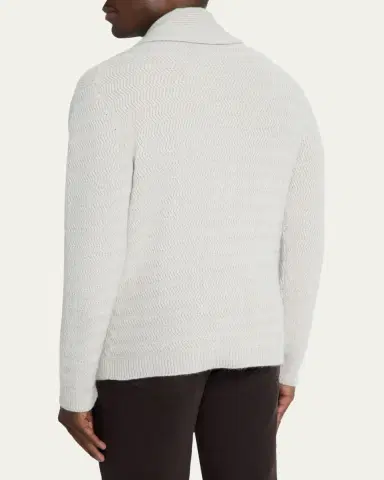 Bergdorf Goodman Men's Cashmere Chevron-Knit Shawl Cardigan | Thumbnail 3 Bergdorf Goodman Men's Cashmere Chevron-Knit Shawl Cardigan | Thumbnail 3