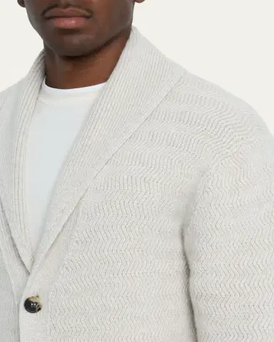 Bergdorf Goodman Men's Cashmere Chevron-Knit Shawl Cardigan | Thumbnail 5 Bergdorf Goodman Men's Cashmere Chevron-Knit Shawl Cardigan | Thumbnail 5