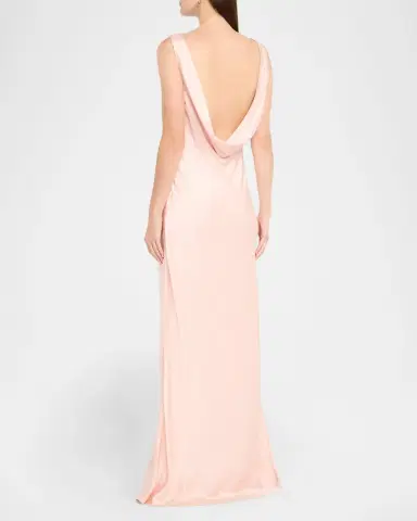 Jason Wu Collection Boat-Neck Cowl Backless Crepe Back Satin Gown | Thumbnail 2