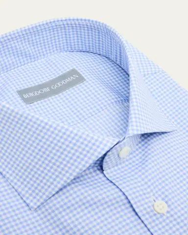Bergdorf Goodman Men's Cotton Gingham Check Spread-Collar Dress Shirt | Thumbnail 2