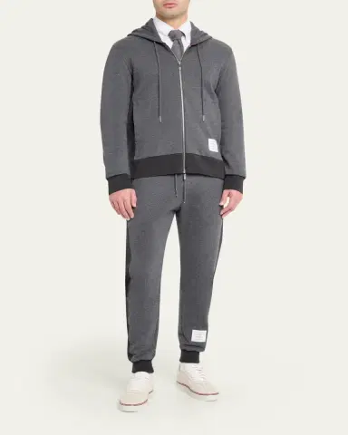 Thom Browne Men's Cotton 4-Bar Stripe Full-Zip Hoodie | Thumbnail 2 Thom Browne Men's Cotton 4-Bar Stripe Full-Zip Hoodie | Thumbnail 2