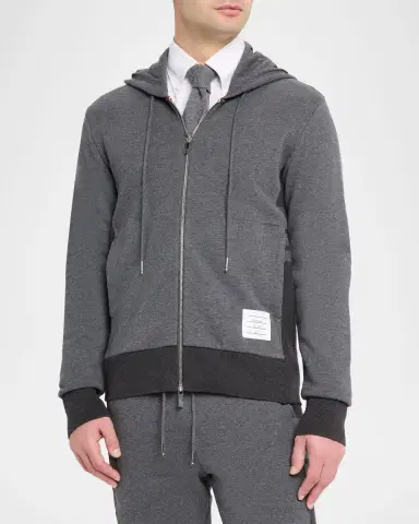 Thom Browne Men's Cotton 4-Bar Stripe Full-Zip Hoodie | Thumbnail 17 Thom Browne Men's Cotton 4-Bar Stripe Full-Zip Hoodie | Thumbnail 17