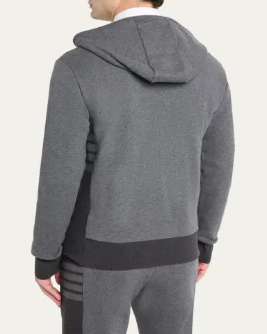 Thom Browne Men's Cotton 4-Bar Stripe Full-Zip Hoodie | Thumbnail 3 Thom Browne Men's Cotton 4-Bar Stripe Full-Zip Hoodie | Thumbnail 3