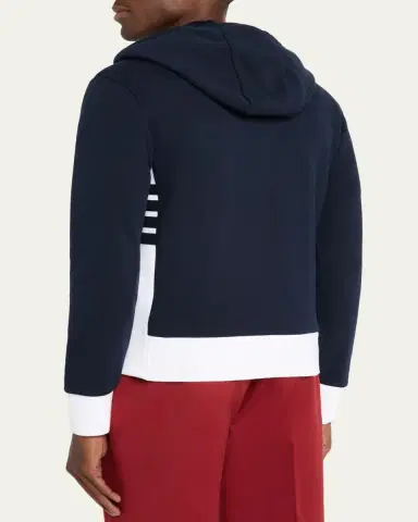 Thom Browne Men's Cotton 4-Bar Stripe Full-Zip Hoodie | Thumbnail 7 Thom Browne Men's Cotton 4-Bar Stripe Full-Zip Hoodie | Thumbnail 7