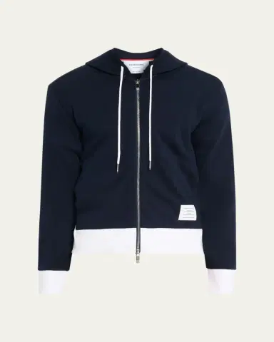 Thom Browne Men's Cotton 4-Bar Stripe Full-Zip Hoodie | Thumbnail 10 Thom Browne Men's Cotton 4-Bar Stripe Full-Zip Hoodie | Thumbnail 10