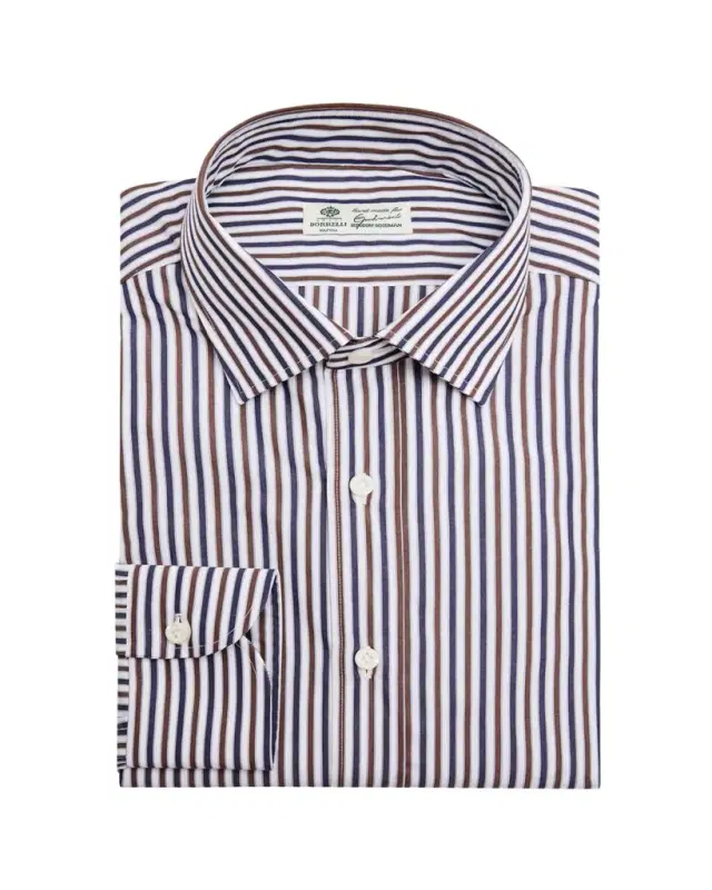 Borrelli Men's Bicolor Stripe Cotton Dress Shirt