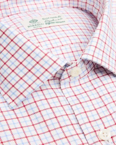 Borrelli Men's Cotton Woven-Check Point Collar Dress Shirt | Thumbnail 2