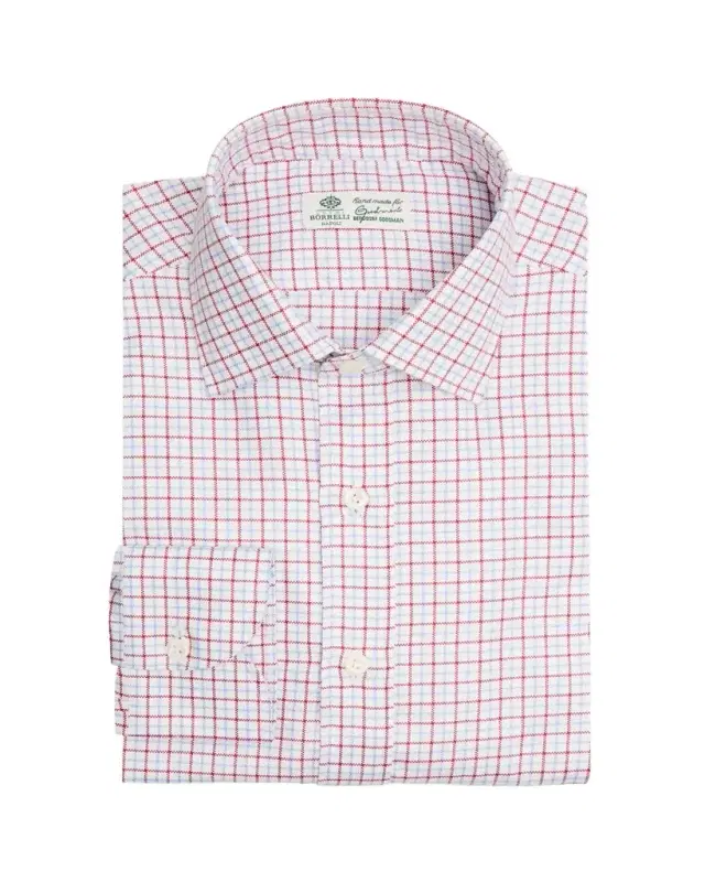 Men's Cotton Woven-Check Point Collar Dress Shirt