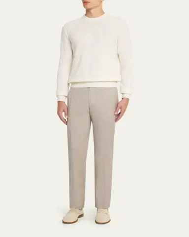 Brioni Men's Wool and Cashmere Cable Knit Crewneck Sweater | Thumbnail 2 Brioni Men's Wool and Cashmere Cable Knit Crewneck Sweater | Thumbnail 2