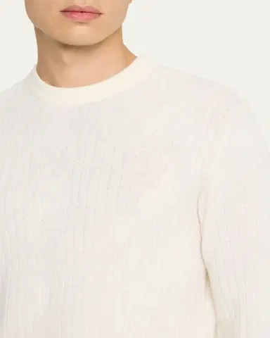 Brioni Men's Wool and Cashmere Cable Knit Crewneck Sweater | Thumbnail 5 Brioni Men's Wool and Cashmere Cable Knit Crewneck Sweater | Thumbnail 5