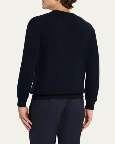 Brioni Men's Wool and Cashmere Cable Knit Crewneck Sweater | Thumbnail 7 Brioni Men's Wool and Cashmere Cable Knit Crewneck Sweater | Thumbnail 7