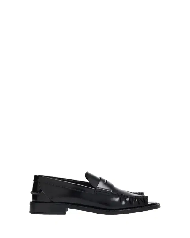 Leather Ruched Cutout Loafers